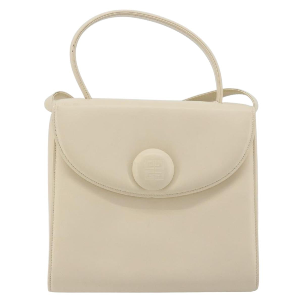 GIVENCHY Hand Bag Leather 2way Ivory Auth BA13897A