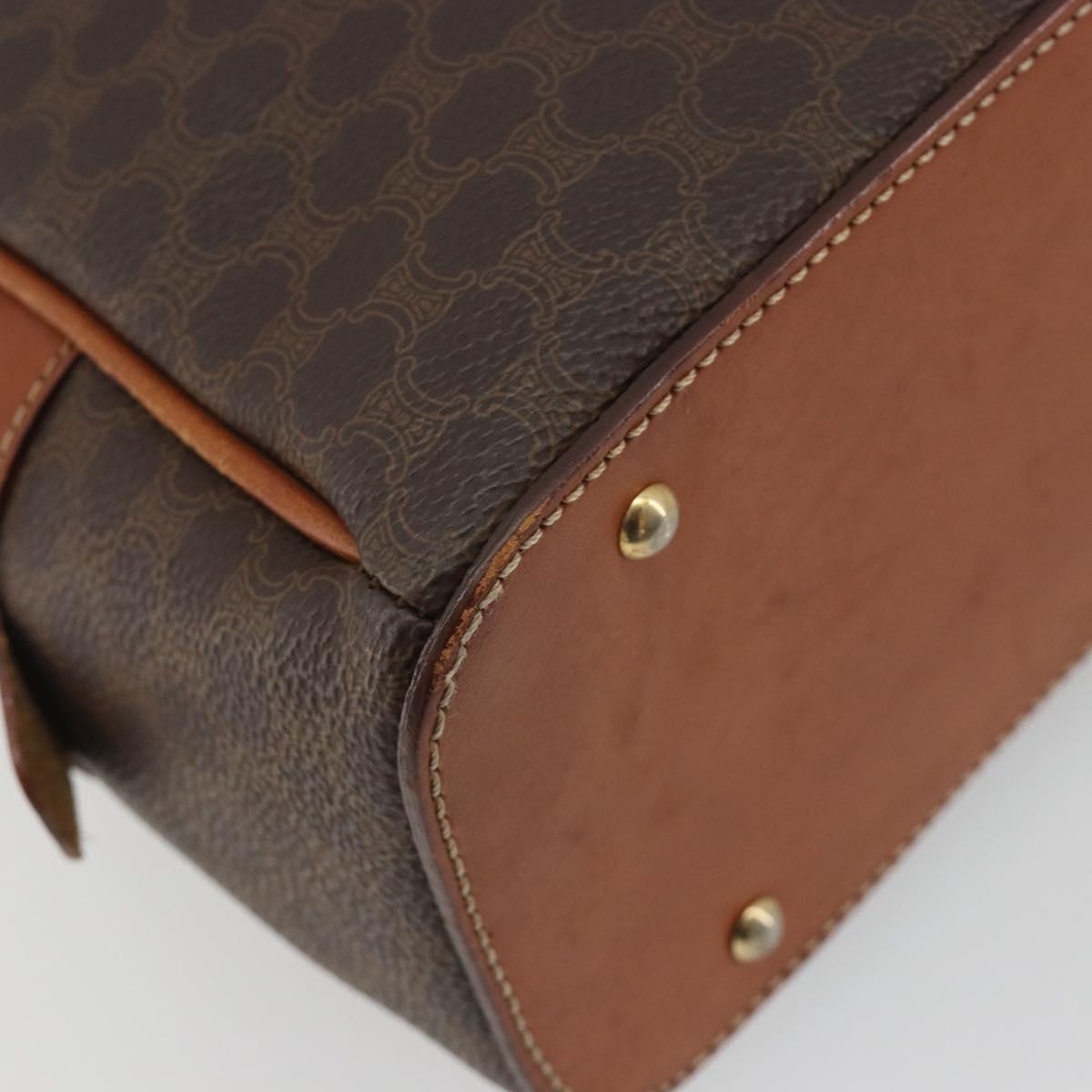 CELINE Macadam Hand Bag PVC Leather Brown Gold Auth BA13898