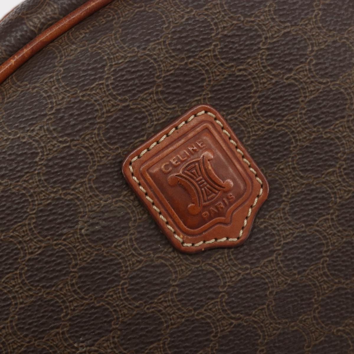 CELINE Macadam Hand Bag PVC Leather Brown Gold Auth BA13898