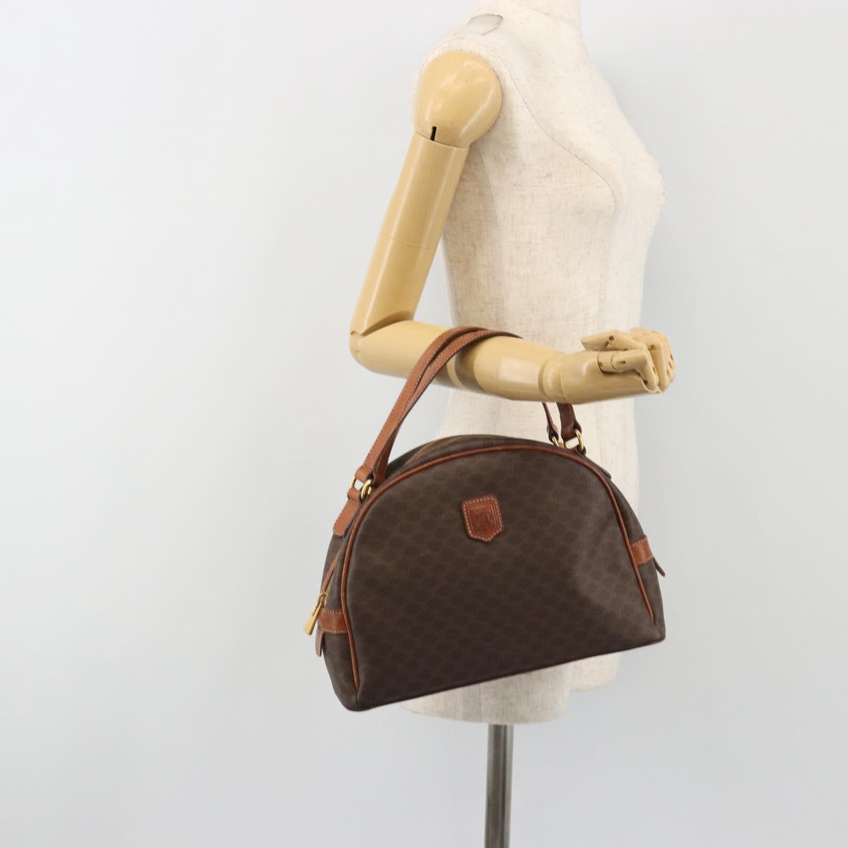 CELINE Macadam Hand Bag PVC Leather Brown Gold Auth BA13898