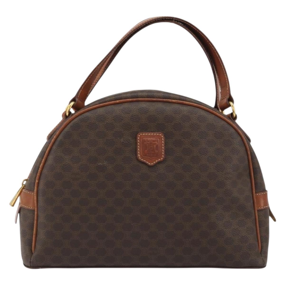 CELINE Macadam Hand Bag PVC Leather Brown Gold Auth BA13898
