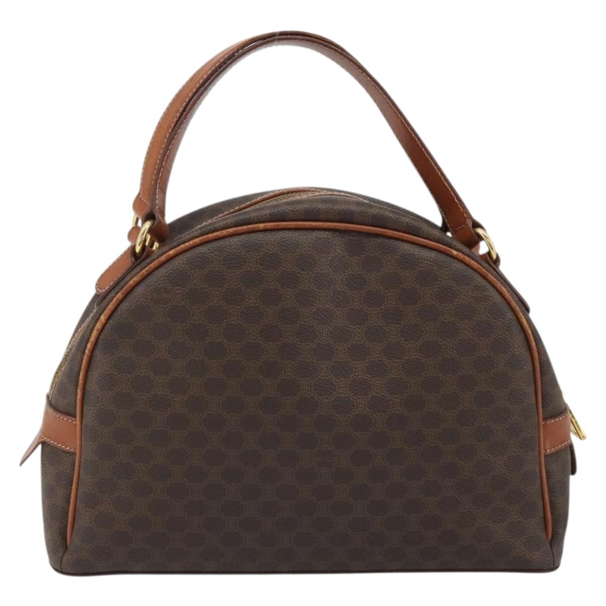 CELINE Macadam Hand Bag PVC Leather Brown Gold Auth BA13898