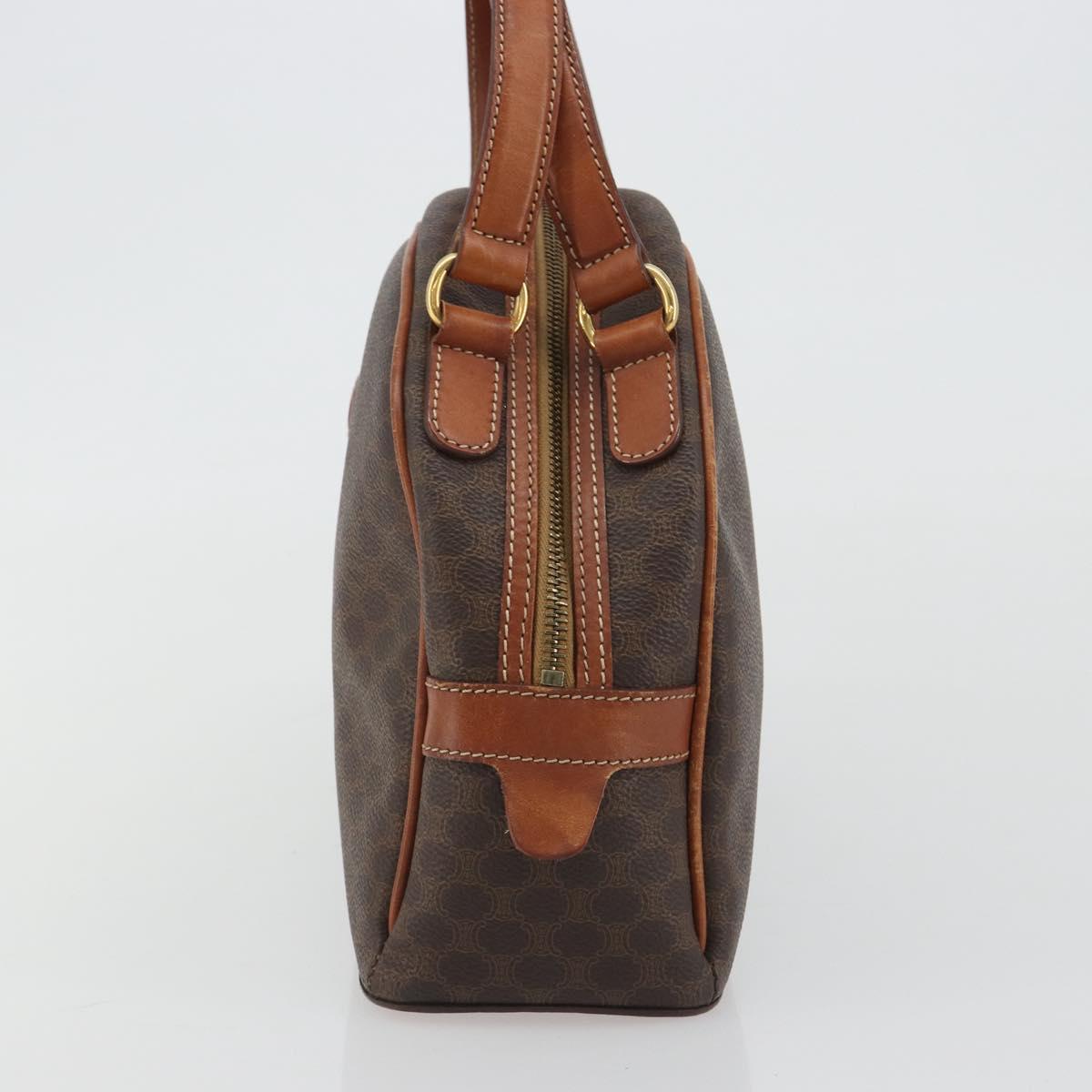 CELINE Macadam Hand Bag PVC Leather Brown Gold Auth BA13898