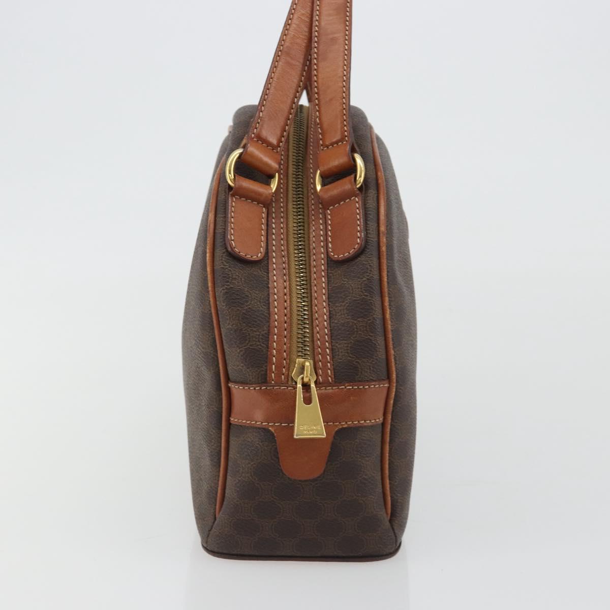 CELINE Macadam Hand Bag PVC Leather Brown Gold Auth BA13898