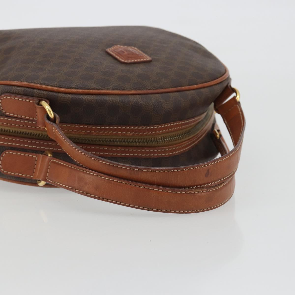 CELINE Macadam Hand Bag PVC Leather Brown Gold Auth BA13898