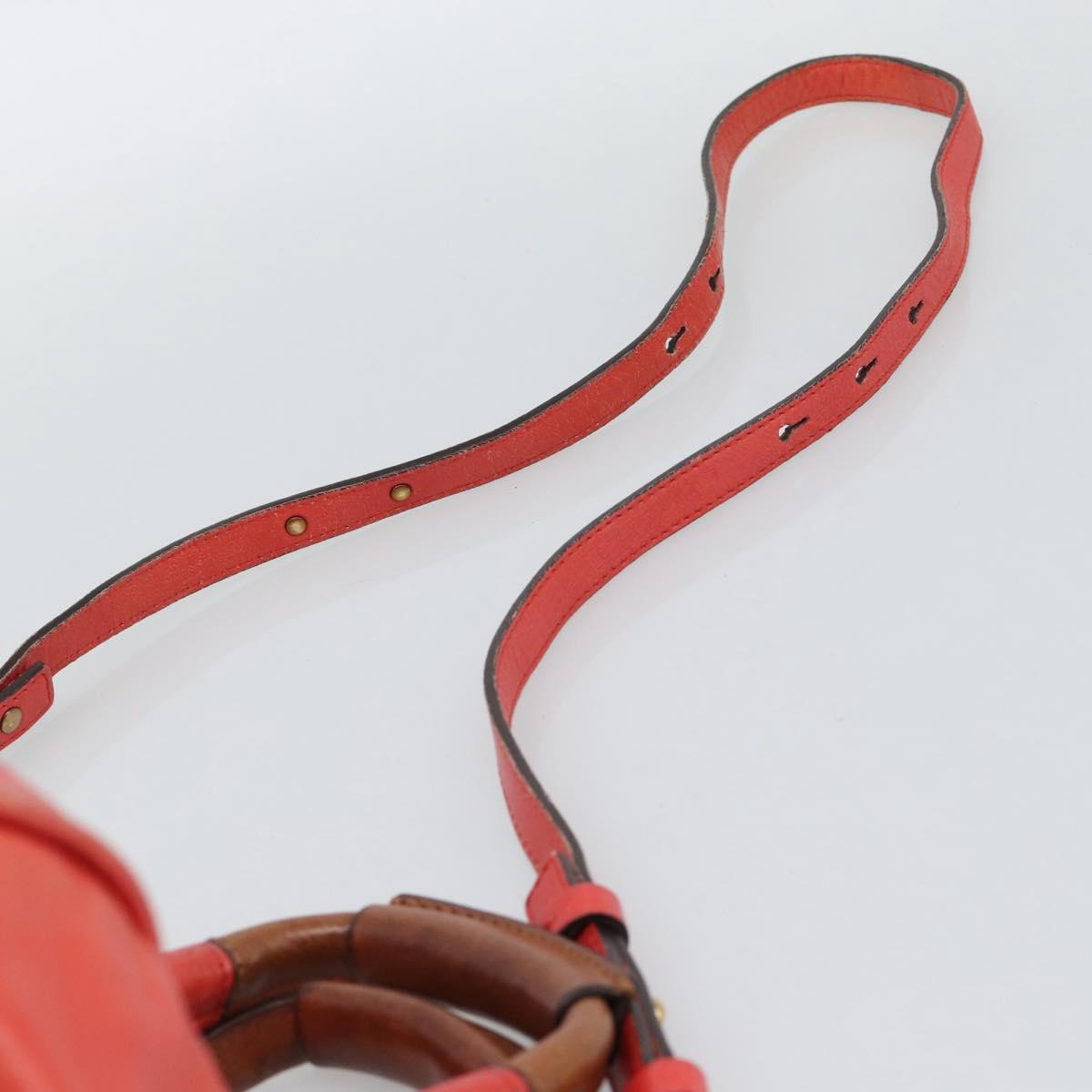 Chloe Etel Hand Bag Leather 2way Red Gold Auth BA13902