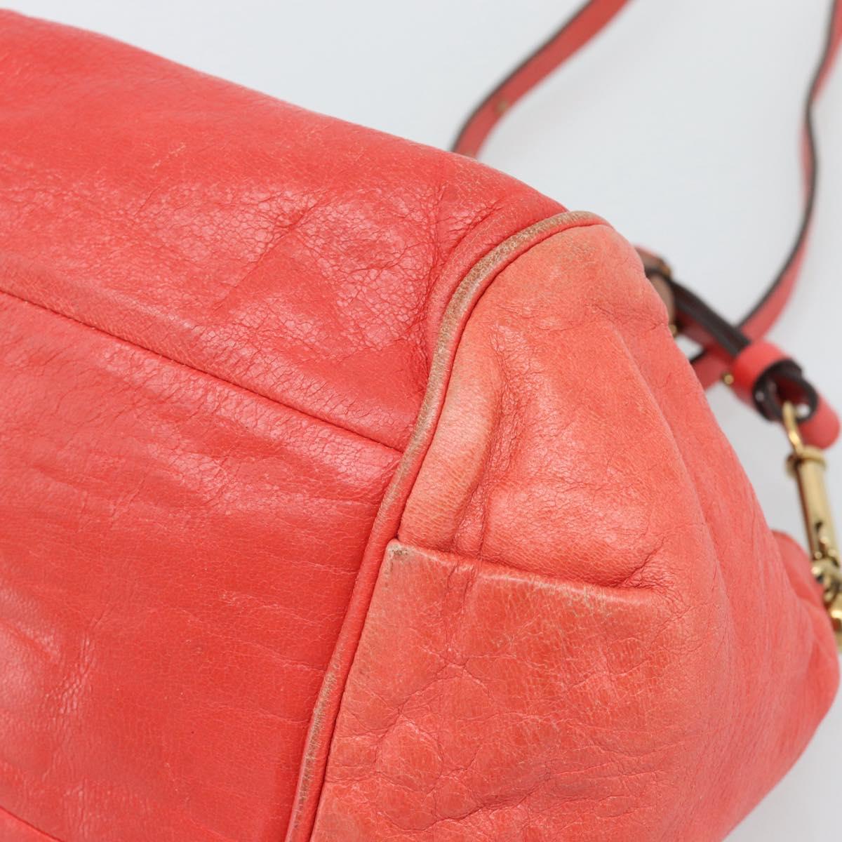 Chloe Etel Hand Bag Leather 2way Red Gold Auth BA13902