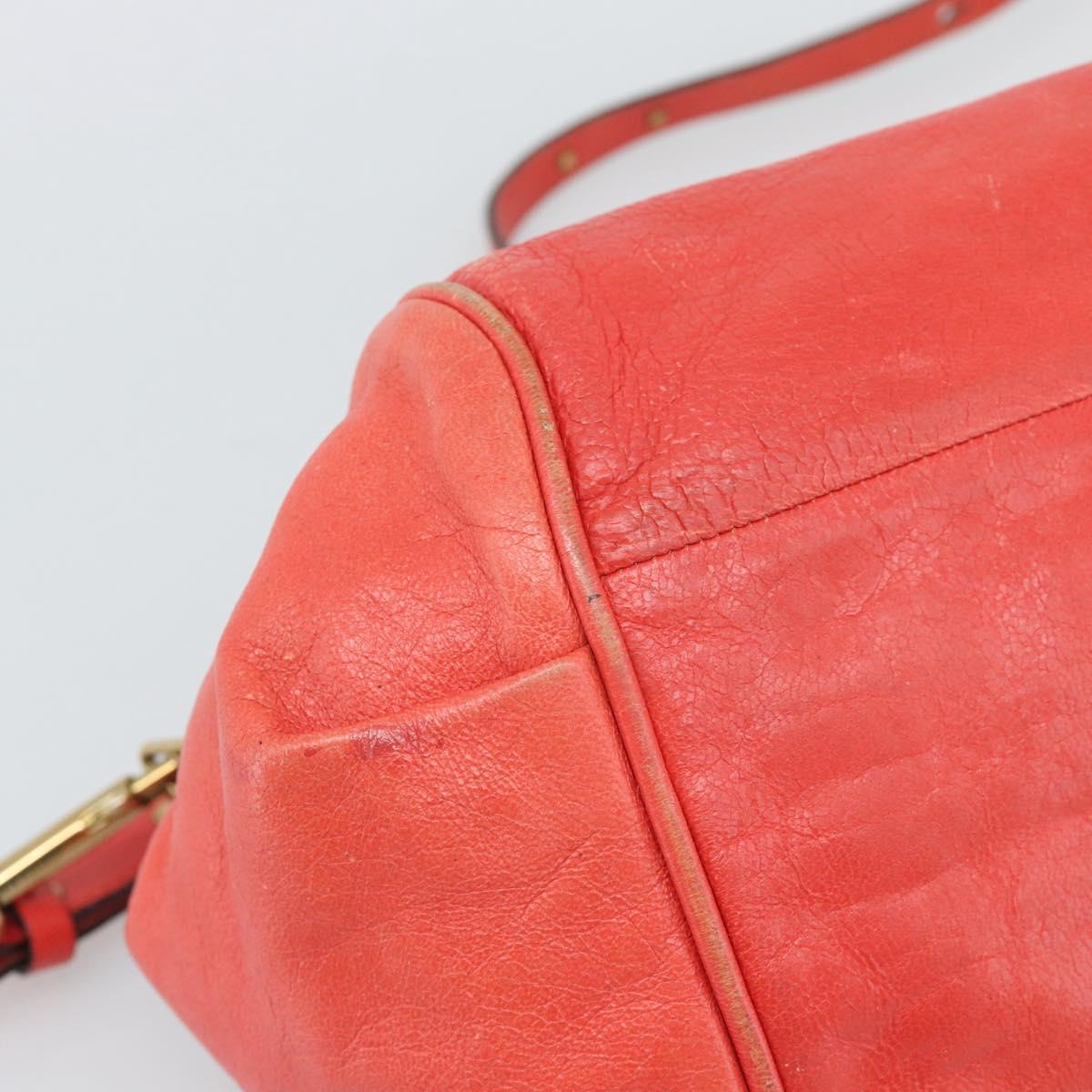 Chloe Etel Hand Bag Leather 2way Red Gold Auth BA13902
