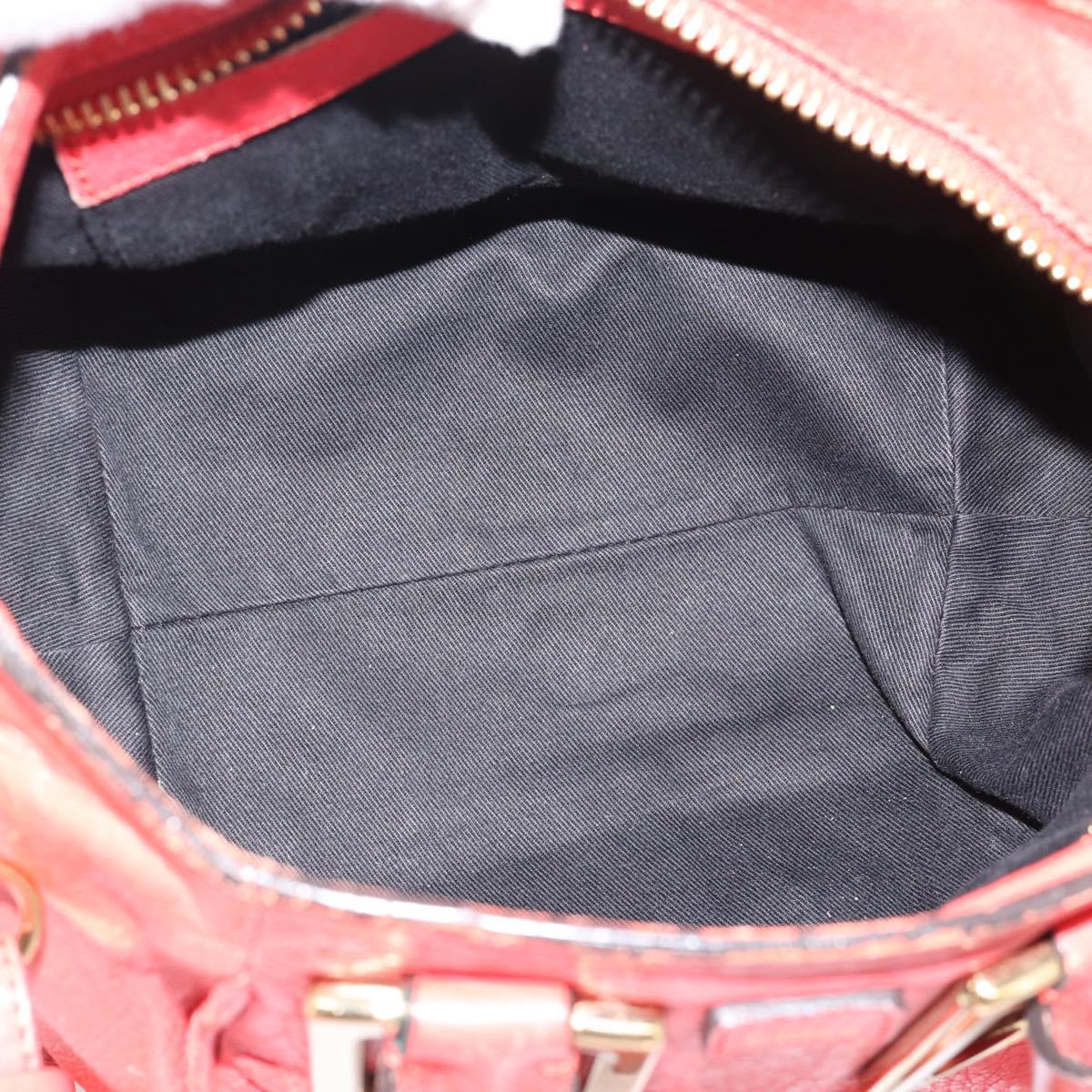 Chloe Etel Hand Bag Leather 2way Red Gold Auth BA13902