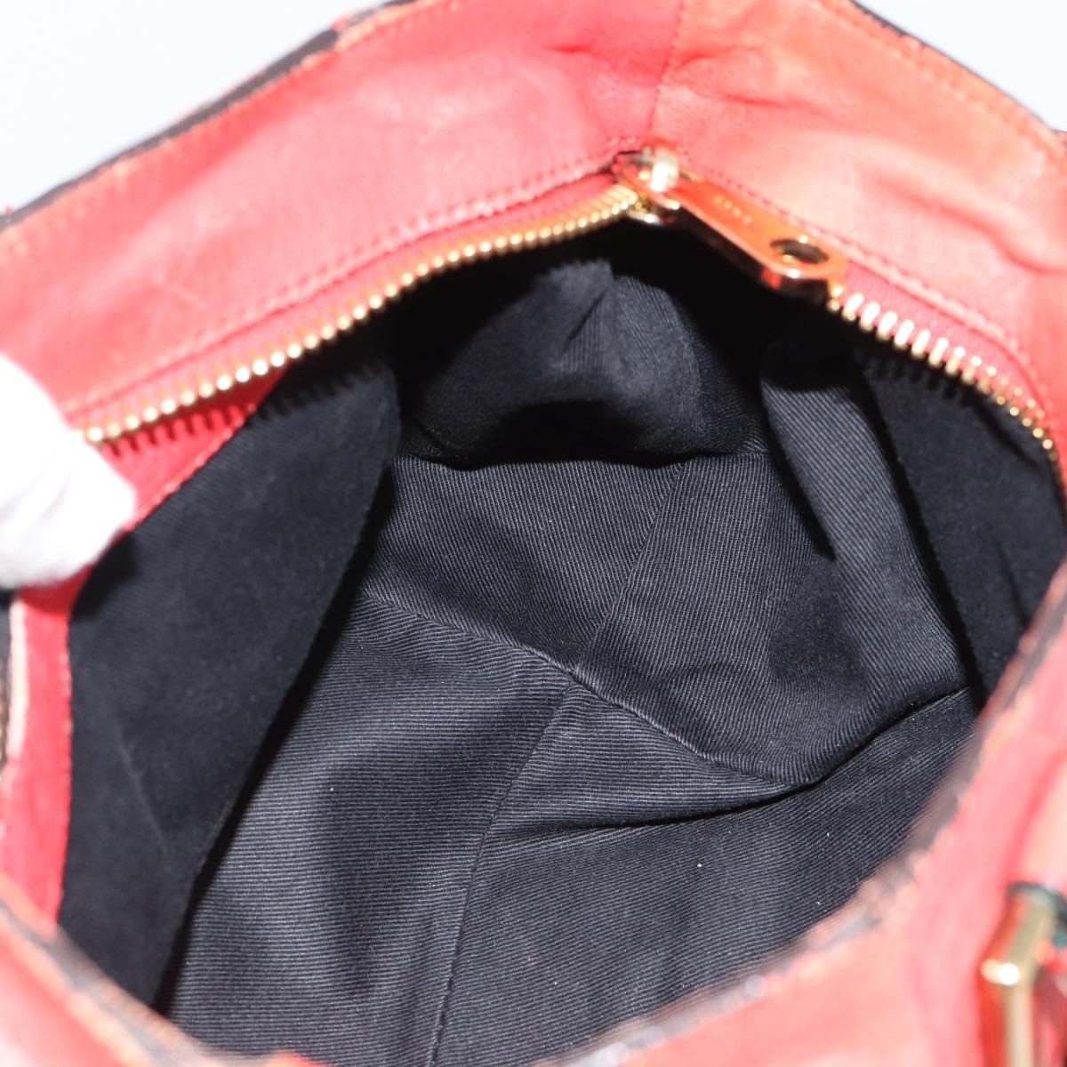 Chloe Etel Hand Bag Leather 2way Red Gold Auth BA13902