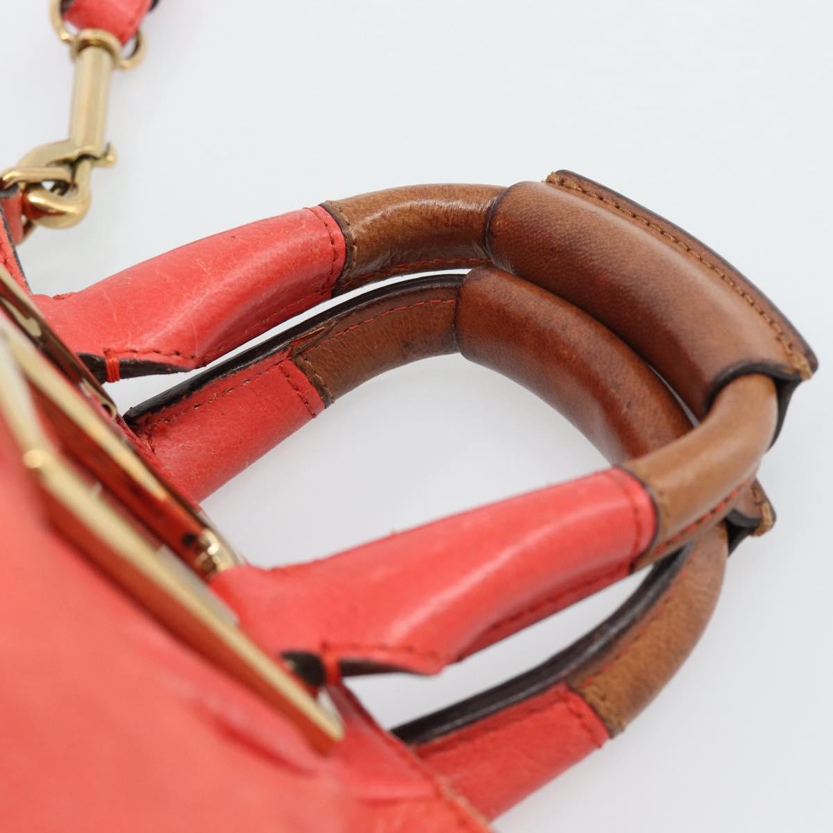 Chloe Etel Hand Bag Leather 2way Red Gold Auth BA13902