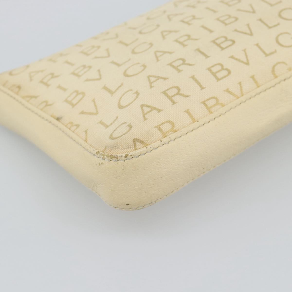 BVLGARI Logo Mania Shoulder Bag Beige Silver Auth BA13903