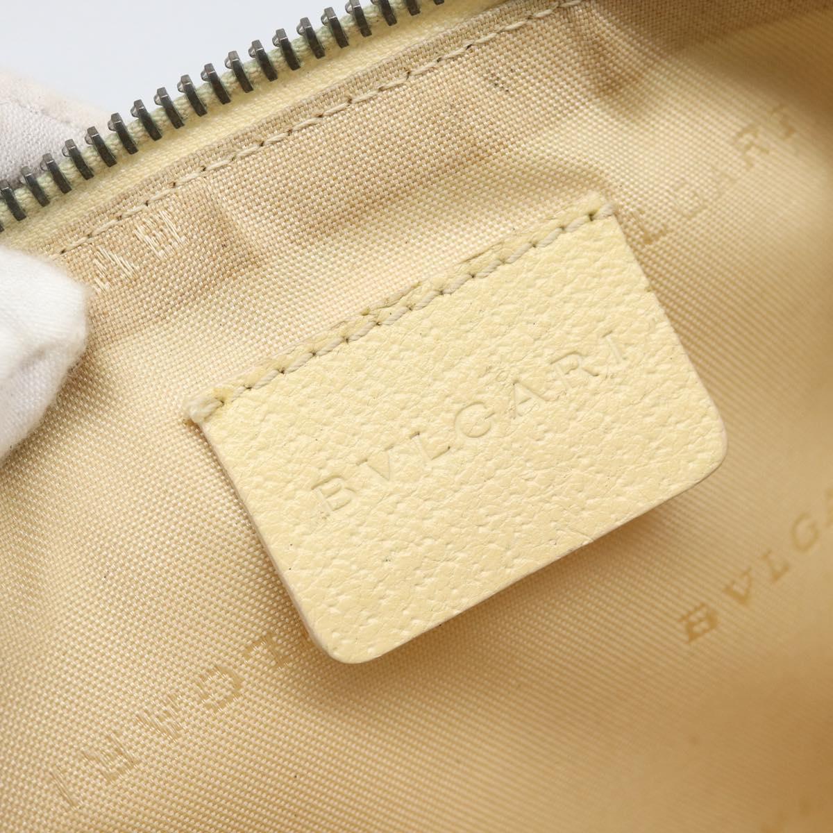 BVLGARI Logo Mania Shoulder Bag Beige Silver Auth BA13903