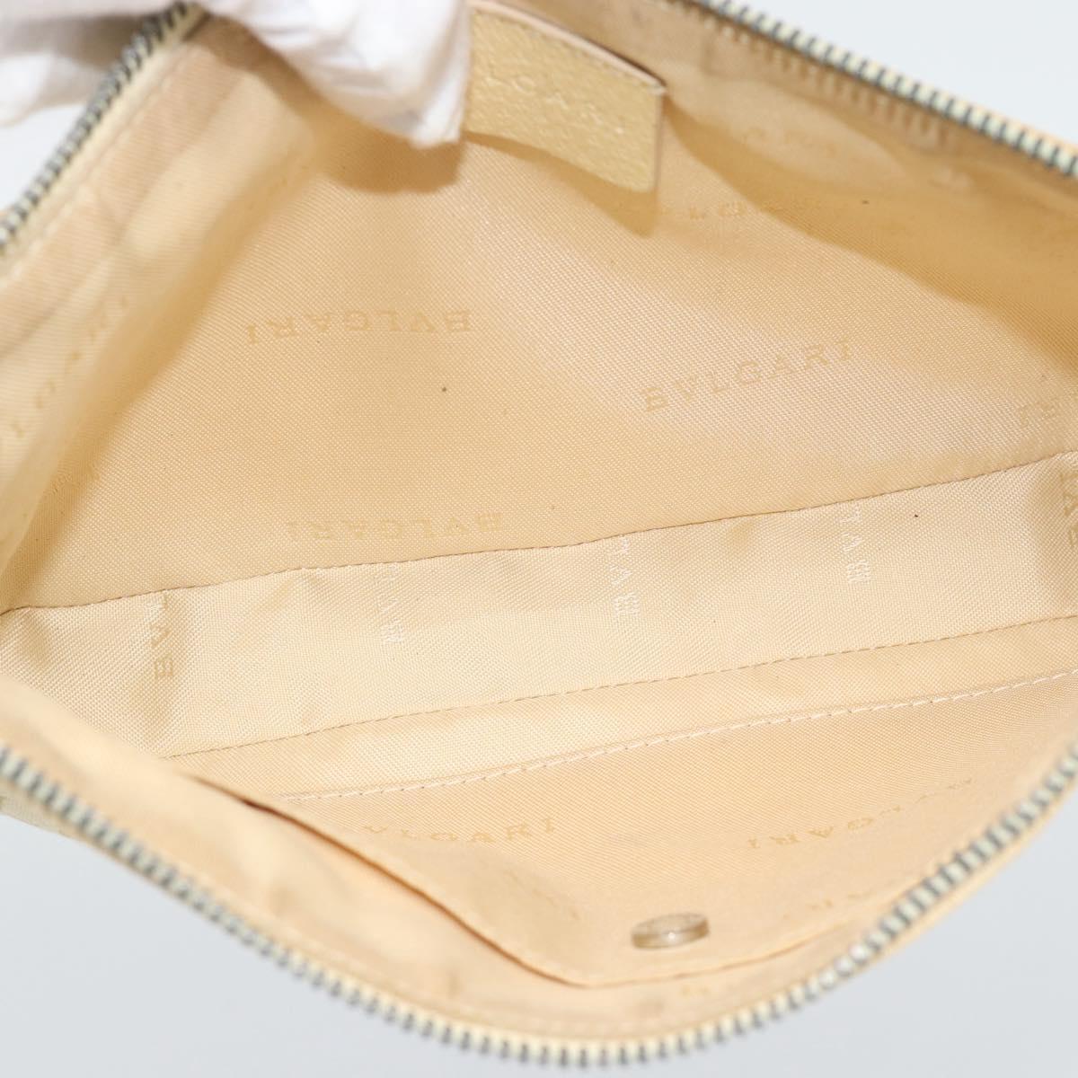 BVLGARI Logo Mania Shoulder Bag Beige Silver Auth BA13903