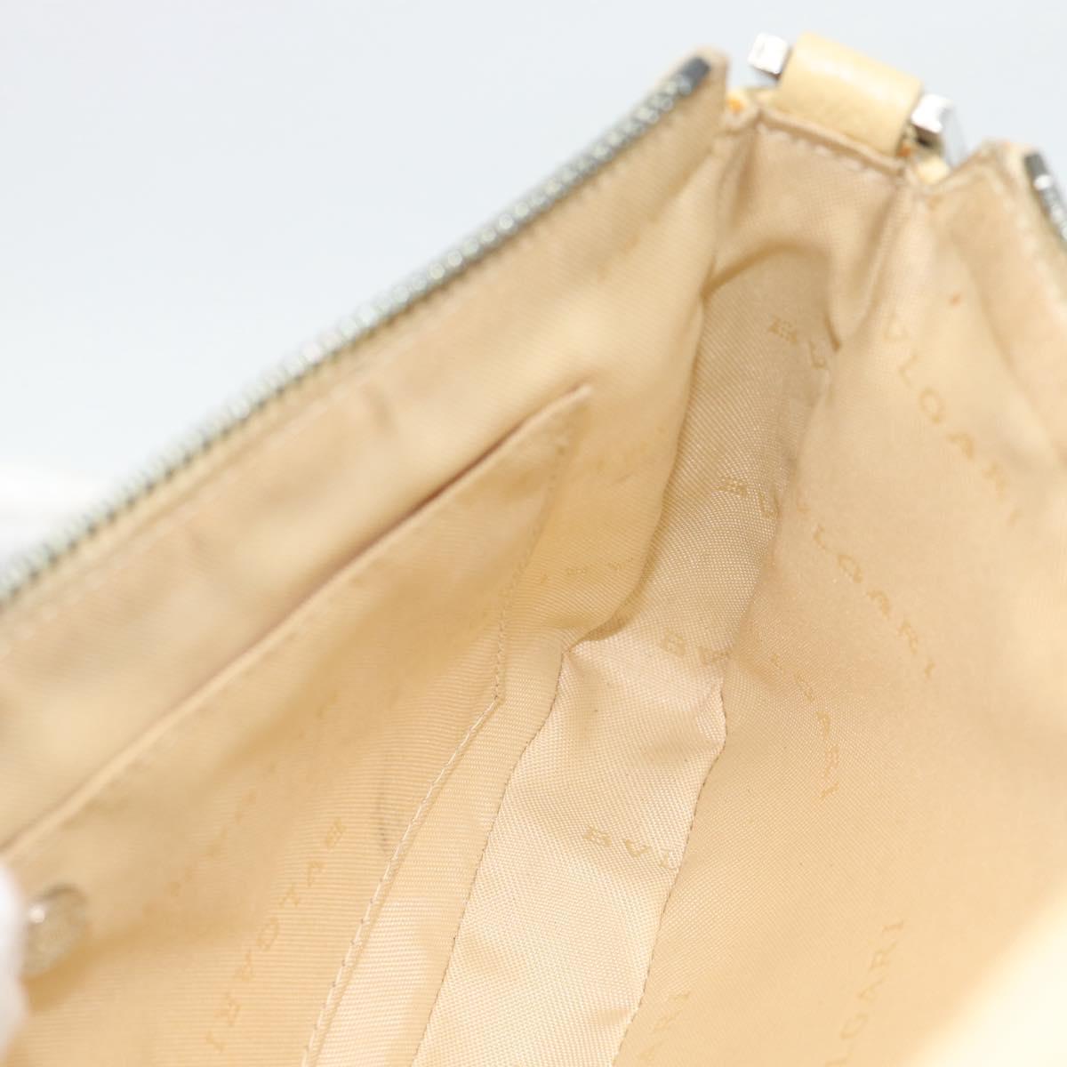 BVLGARI Logo Mania Shoulder Bag Beige Silver Auth BA13903