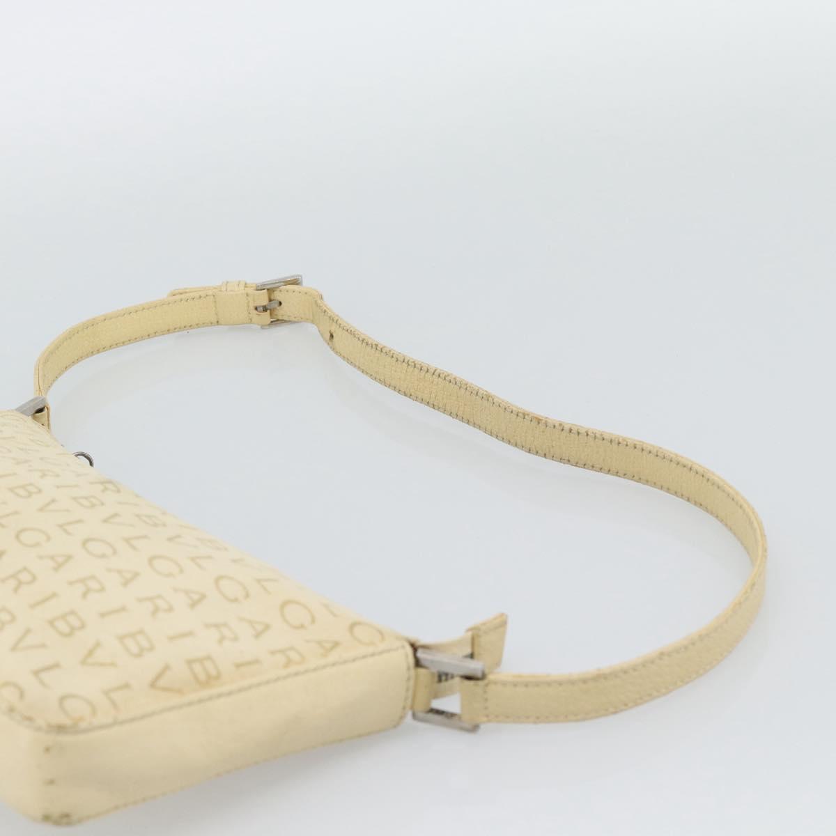 BVLGARI Logo Mania Shoulder Bag Beige Silver Auth BA13903