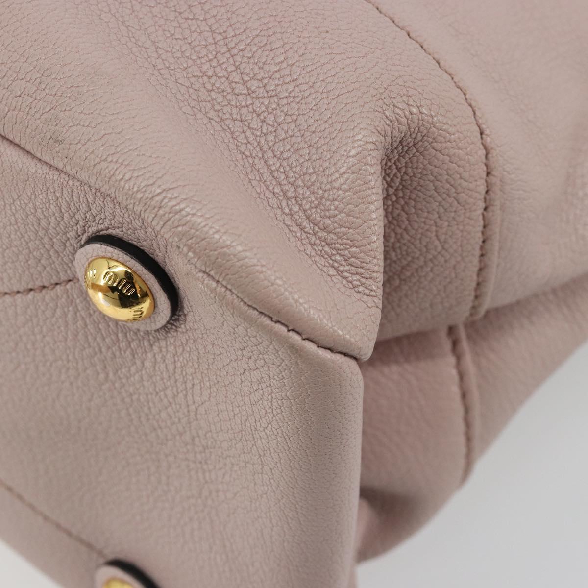 Miu Miu Shoulder Bag Leather 2way Pink Gold Auth BA13905A