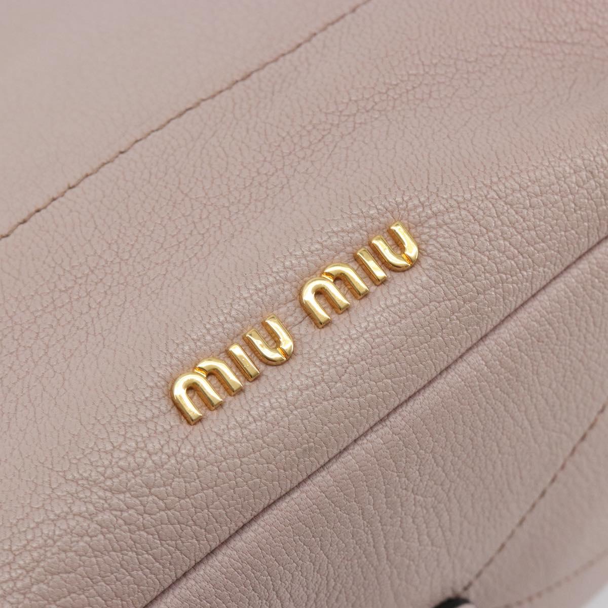 Miu Miu Shoulder Bag Leather 2way Pink Gold Auth BA13905A