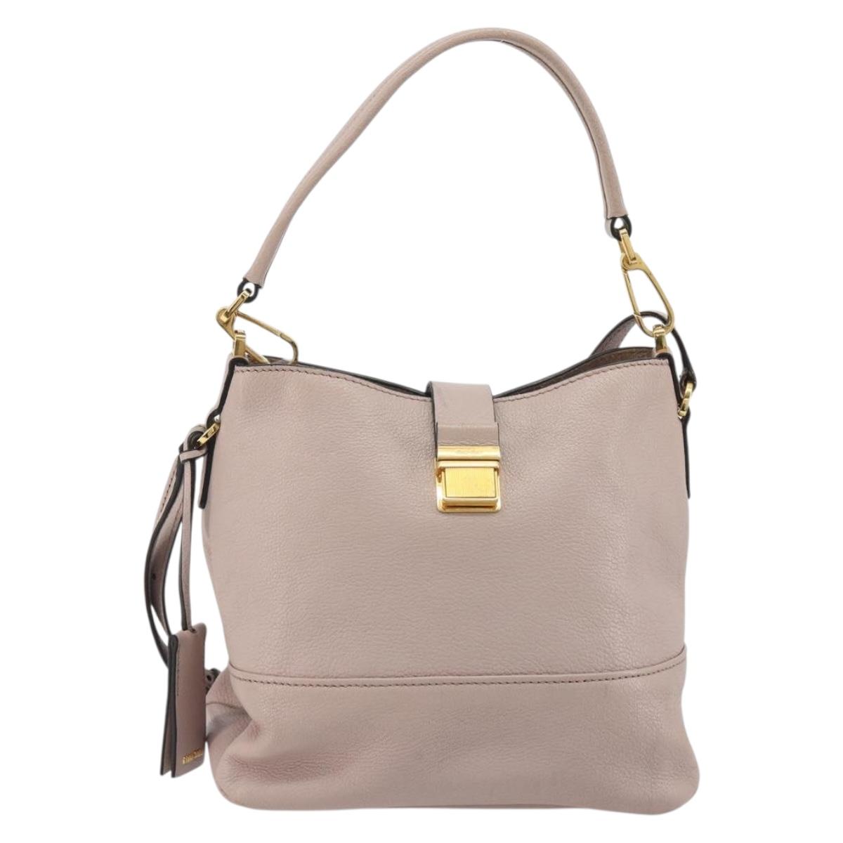 Miu Miu Shoulder Bag Leather 2way Pink Gold Auth BA13905A