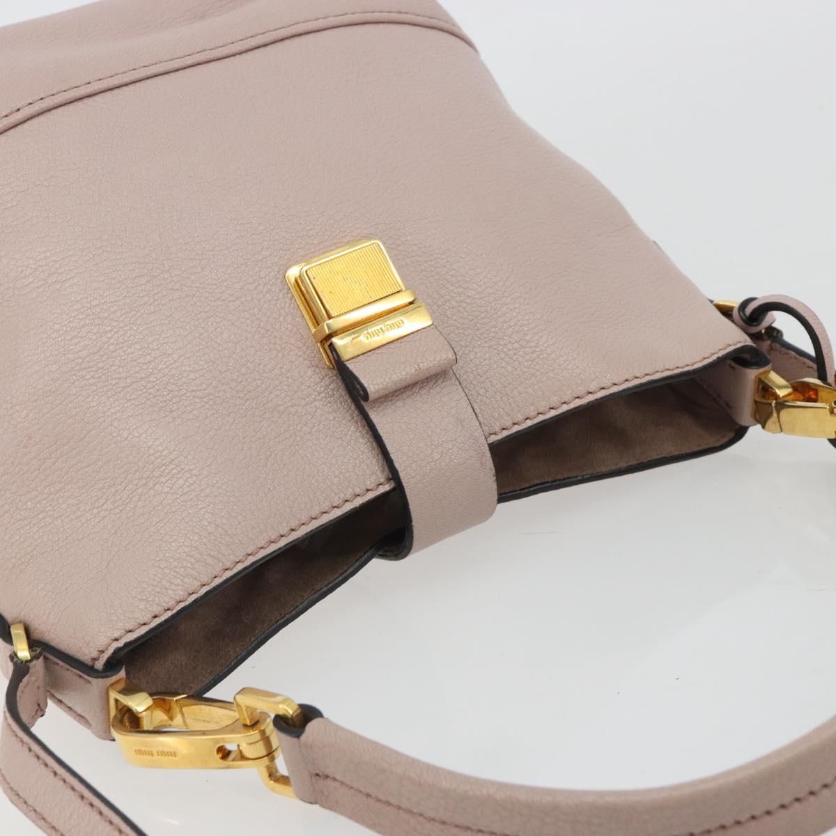 Miu Miu Shoulder Bag Leather 2way Pink Gold Auth BA13905A