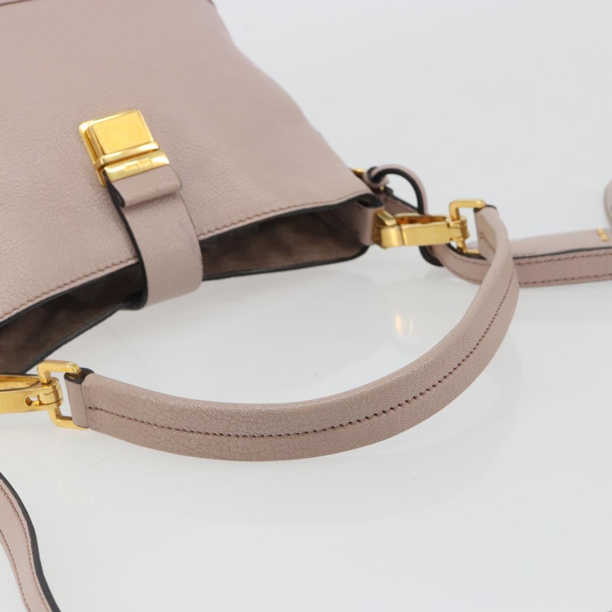 Miu Miu Shoulder Bag Leather 2way Pink Gold Auth BA13905A