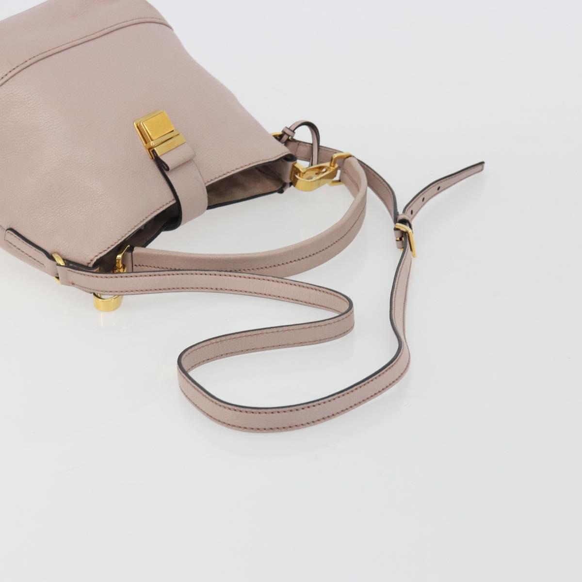 Miu Miu Shoulder Bag Leather 2way Pink Gold Auth BA13905A