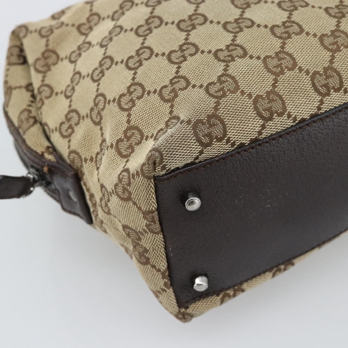 GUCCI GG Canvas Hand Bag Beige Silver 113009 Auth BA13906