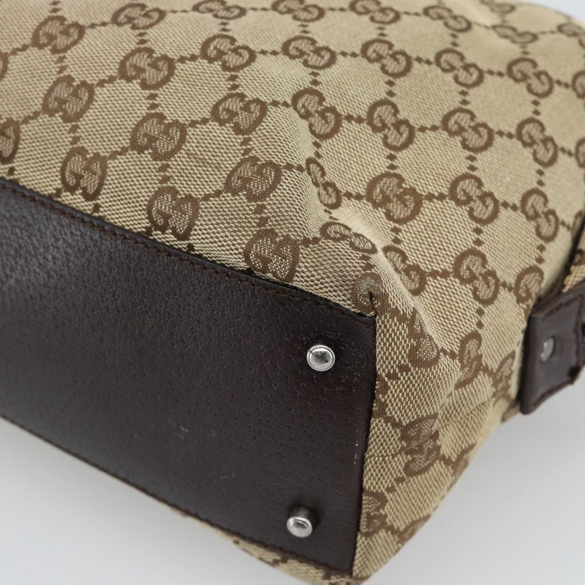 GUCCI GG Canvas Hand Bag Beige Silver 113009 Auth BA13906
