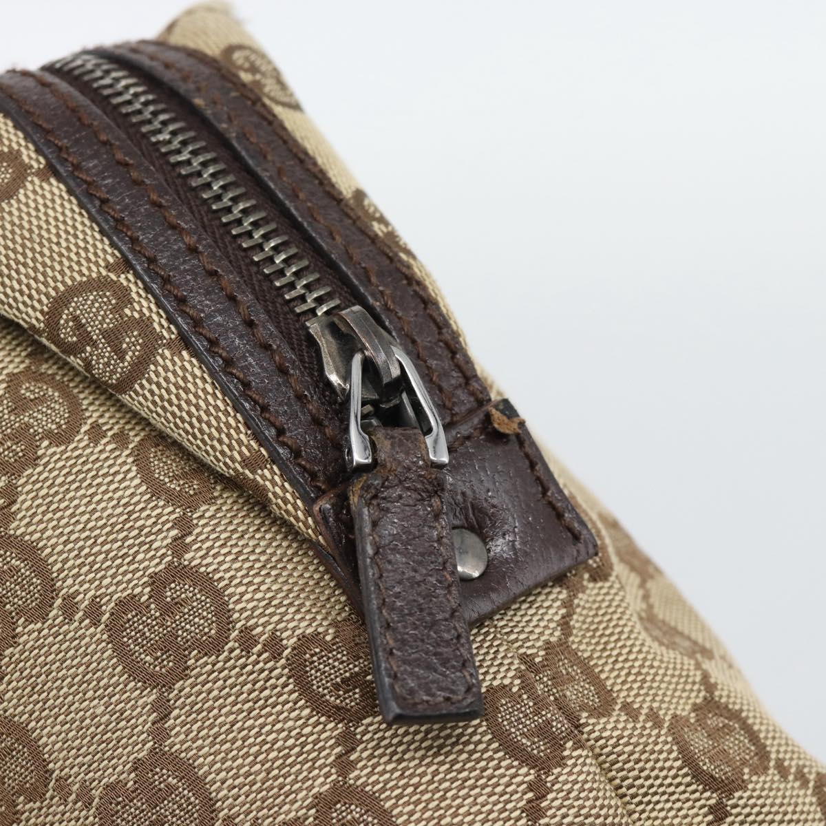 GUCCI GG Canvas Hand Bag Beige Silver 113009 Auth BA13906