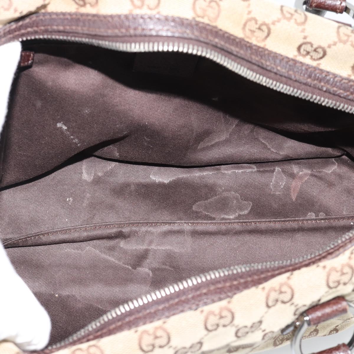 GUCCI GG Canvas Hand Bag Beige Silver 113009 Auth BA13906
