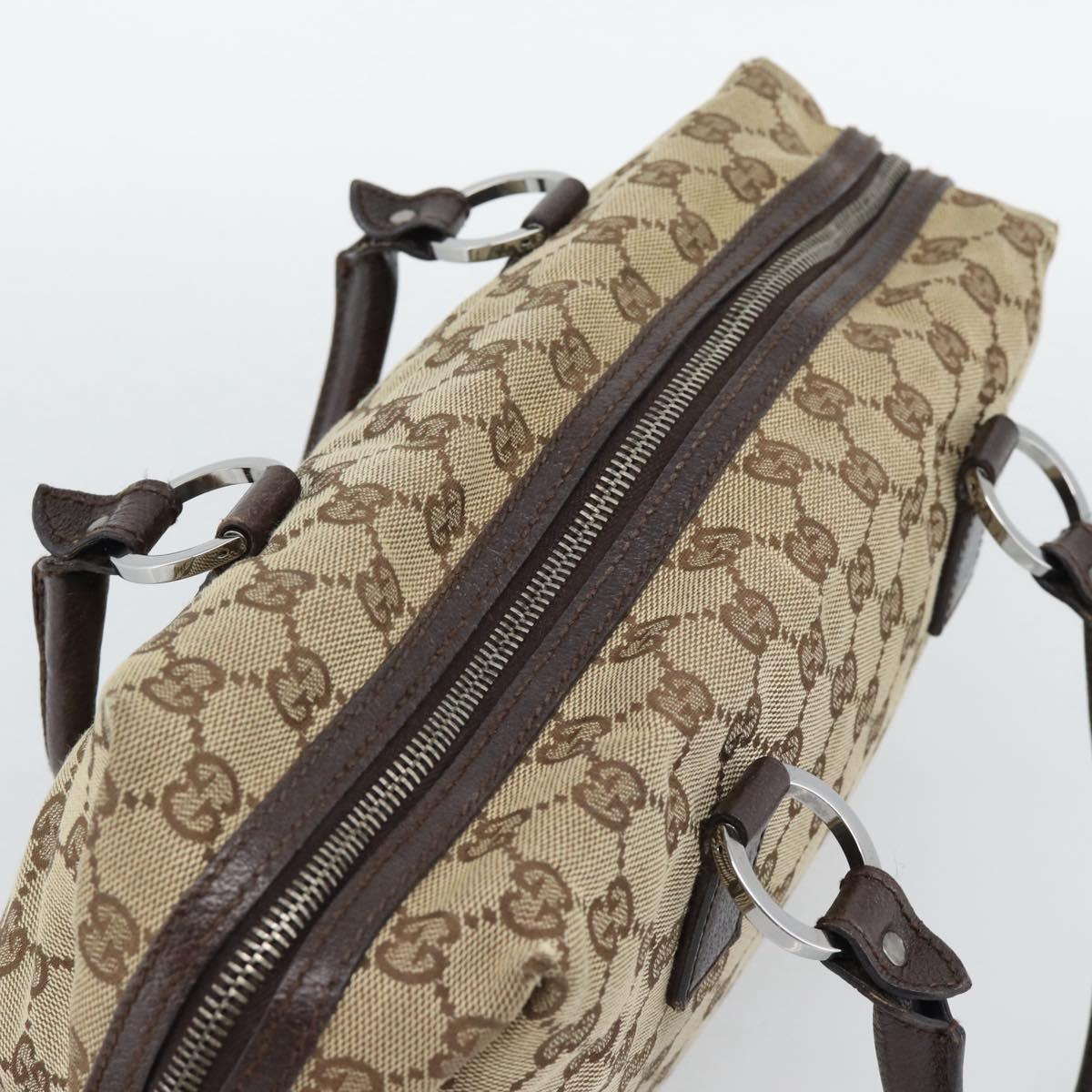 GUCCI GG Canvas Hand Bag Beige Silver 113009 Auth BA13906