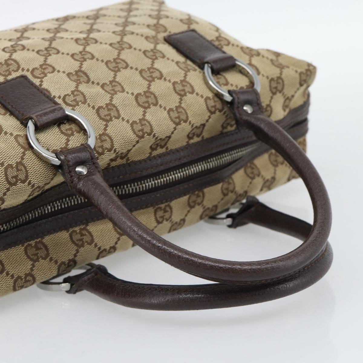 GUCCI GG Canvas Hand Bag Beige Silver 113009 Auth BA13906