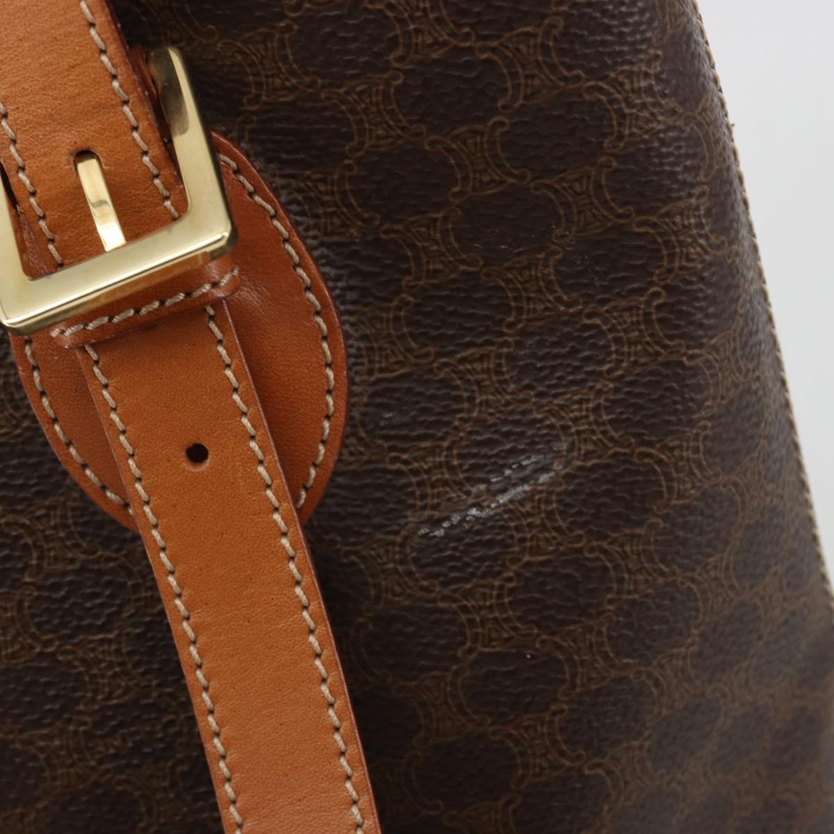 CELINE Macadam Tote Bag PVC Leather Brown Gold Auth BA13920