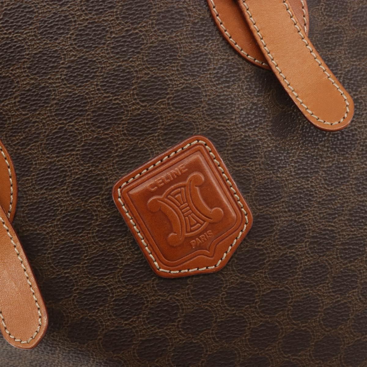 CELINE Macadam Tote Bag PVC Leather Brown Gold Auth BA13920