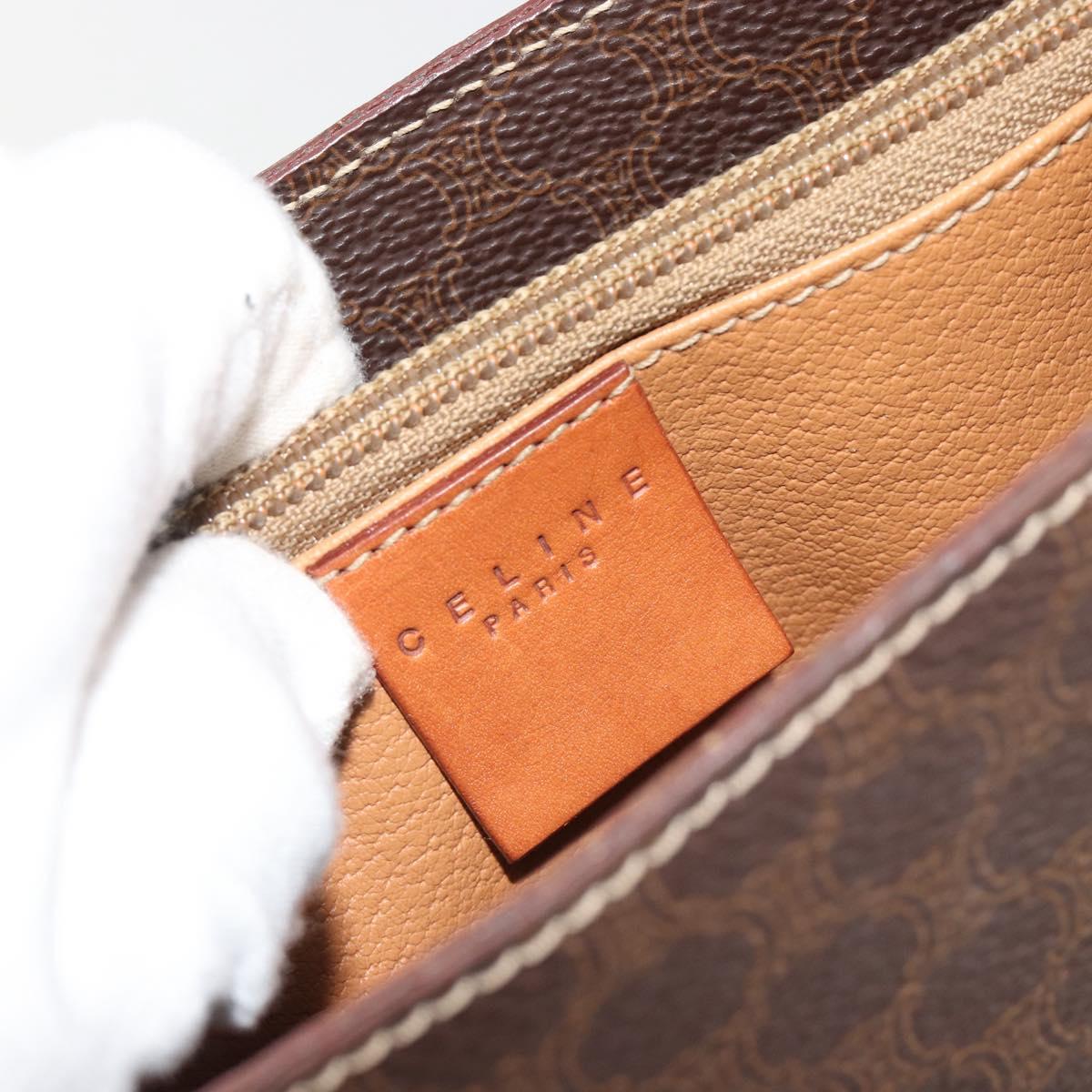 CELINE Macadam Tote Bag PVC Leather Brown Gold Auth BA13920