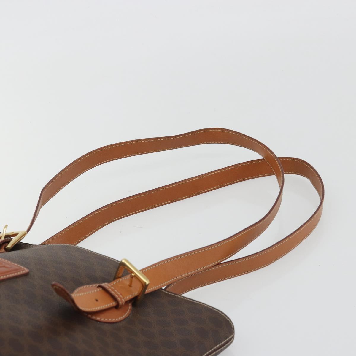 CELINE Macadam Tote Bag PVC Leather Brown Gold Auth BA13920