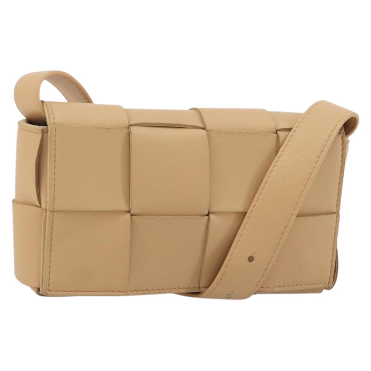 BOTTEGA VENETA MAXI INTRECCIATO Cassette Shoulder Bag Beige Auth BA13923V