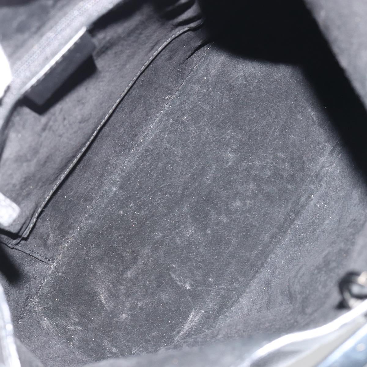GUCCI Shoulder Bag Leather Black Silver 001-3750 Auth BA13924A