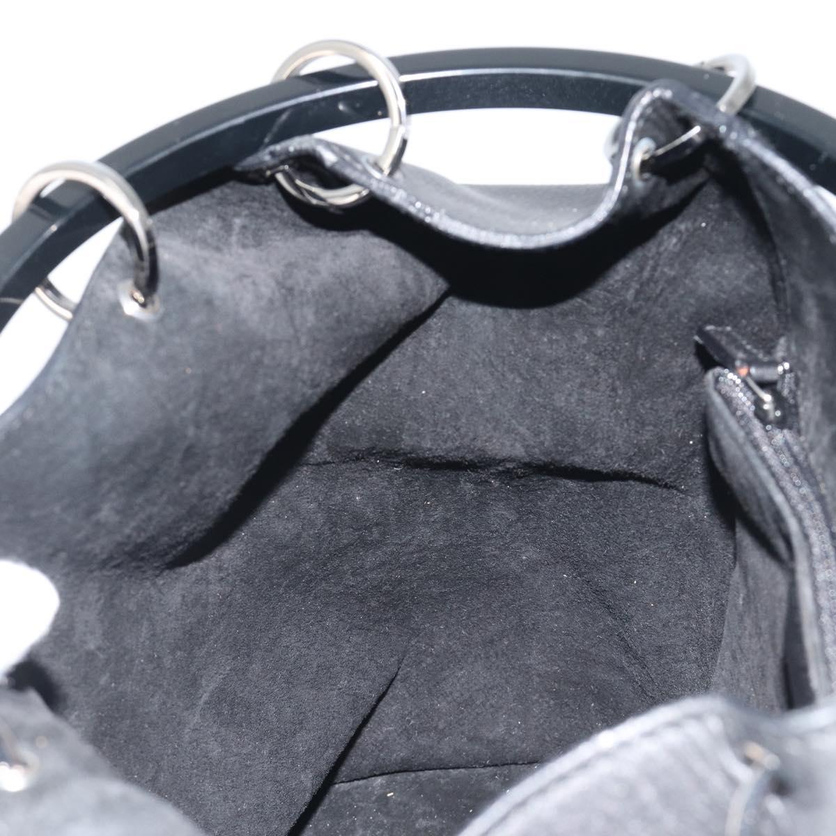 GUCCI Shoulder Bag Leather Black Silver 001-3750 Auth BA13924A
