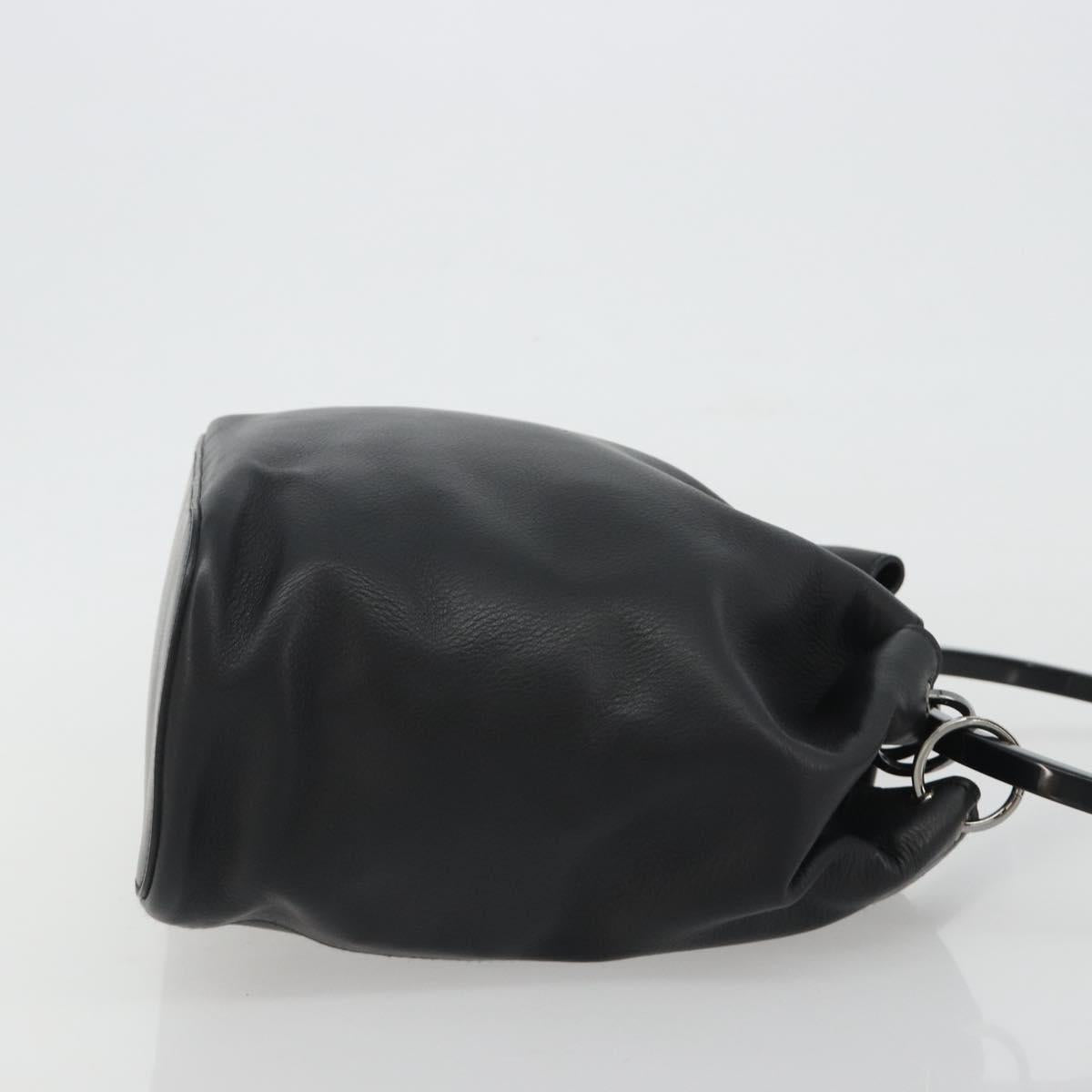 GUCCI Shoulder Bag Leather Black Silver 001-3750 Auth BA13924A