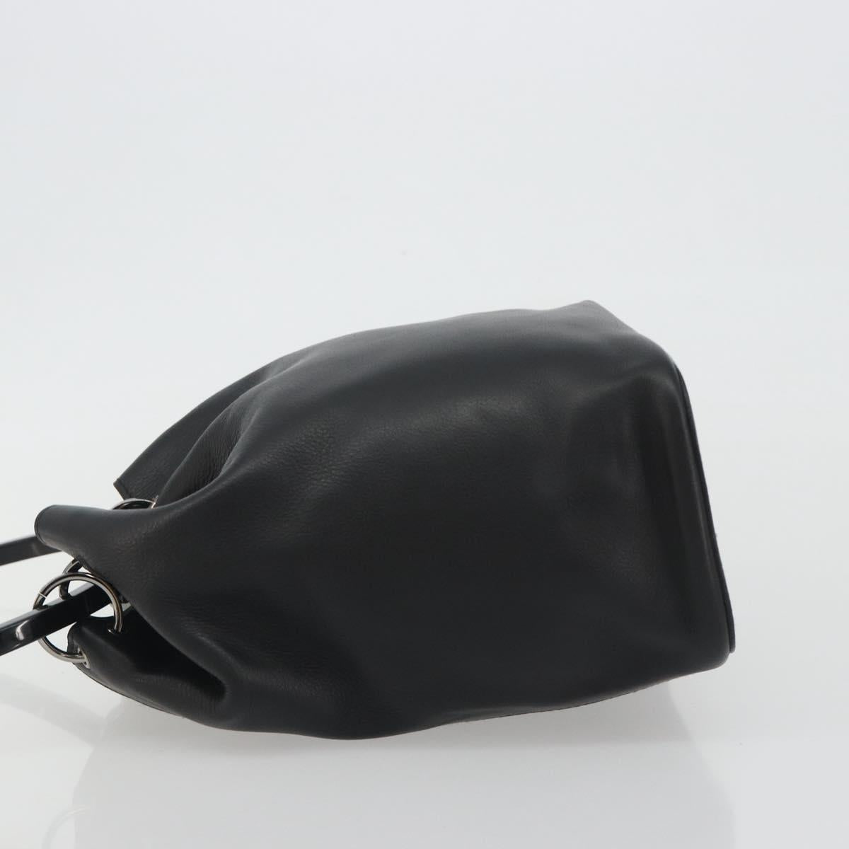 GUCCI Shoulder Bag Leather Black Silver 001-3750 Auth BA13924A