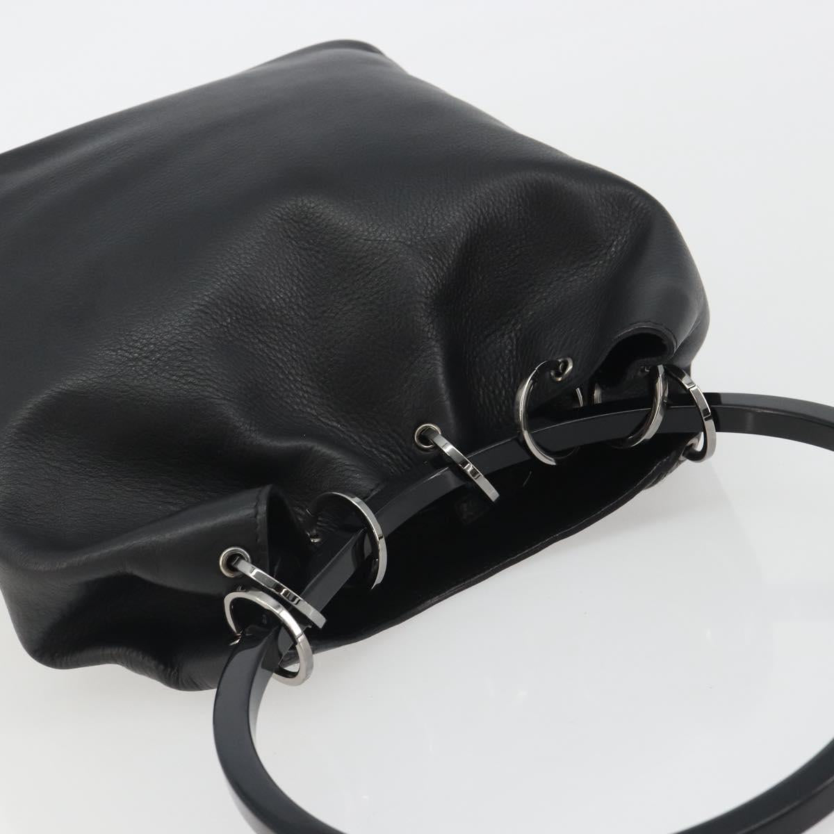 GUCCI Shoulder Bag Leather Black Silver 001-3750 Auth BA13924A