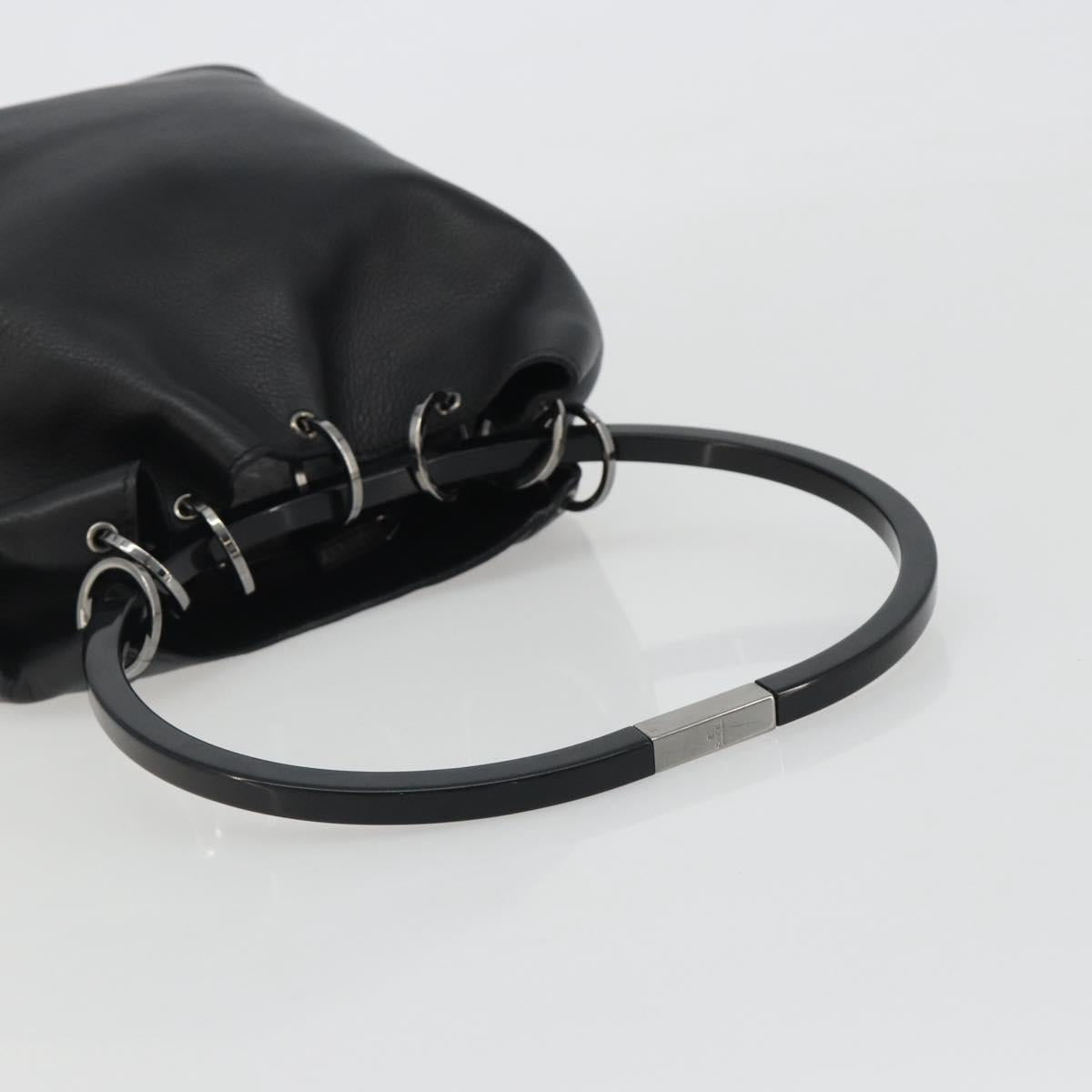 GUCCI Shoulder Bag Leather Black Silver 001-3750 Auth BA13924A