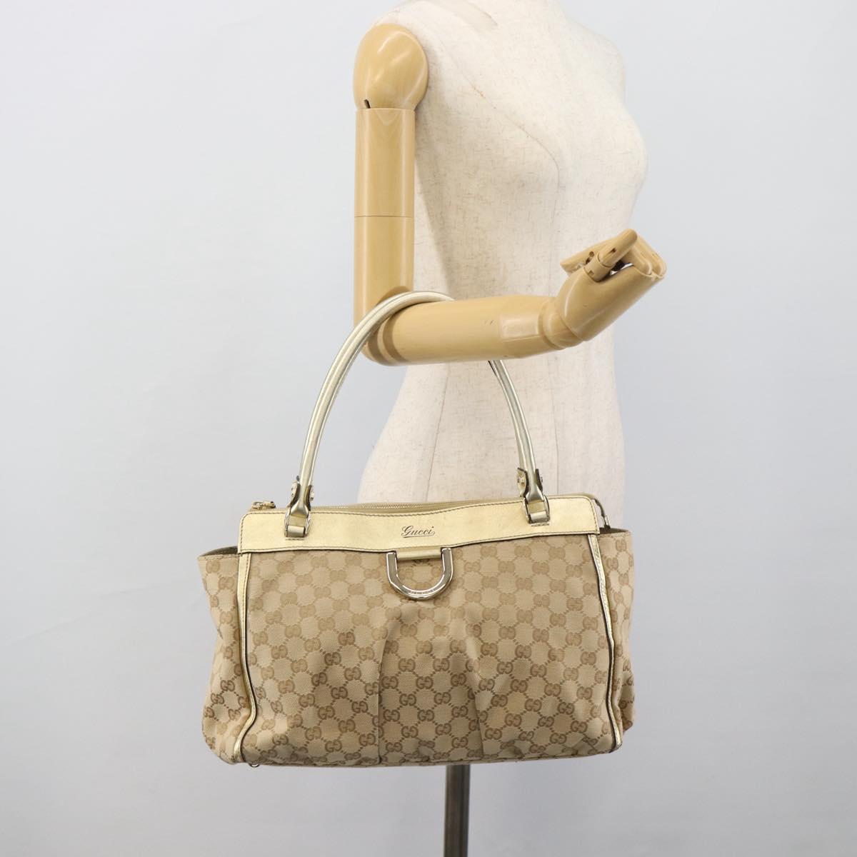 GUCCI GG Canvas Abbey Tote Bag Beige Gold 189831 Auth BA13928A