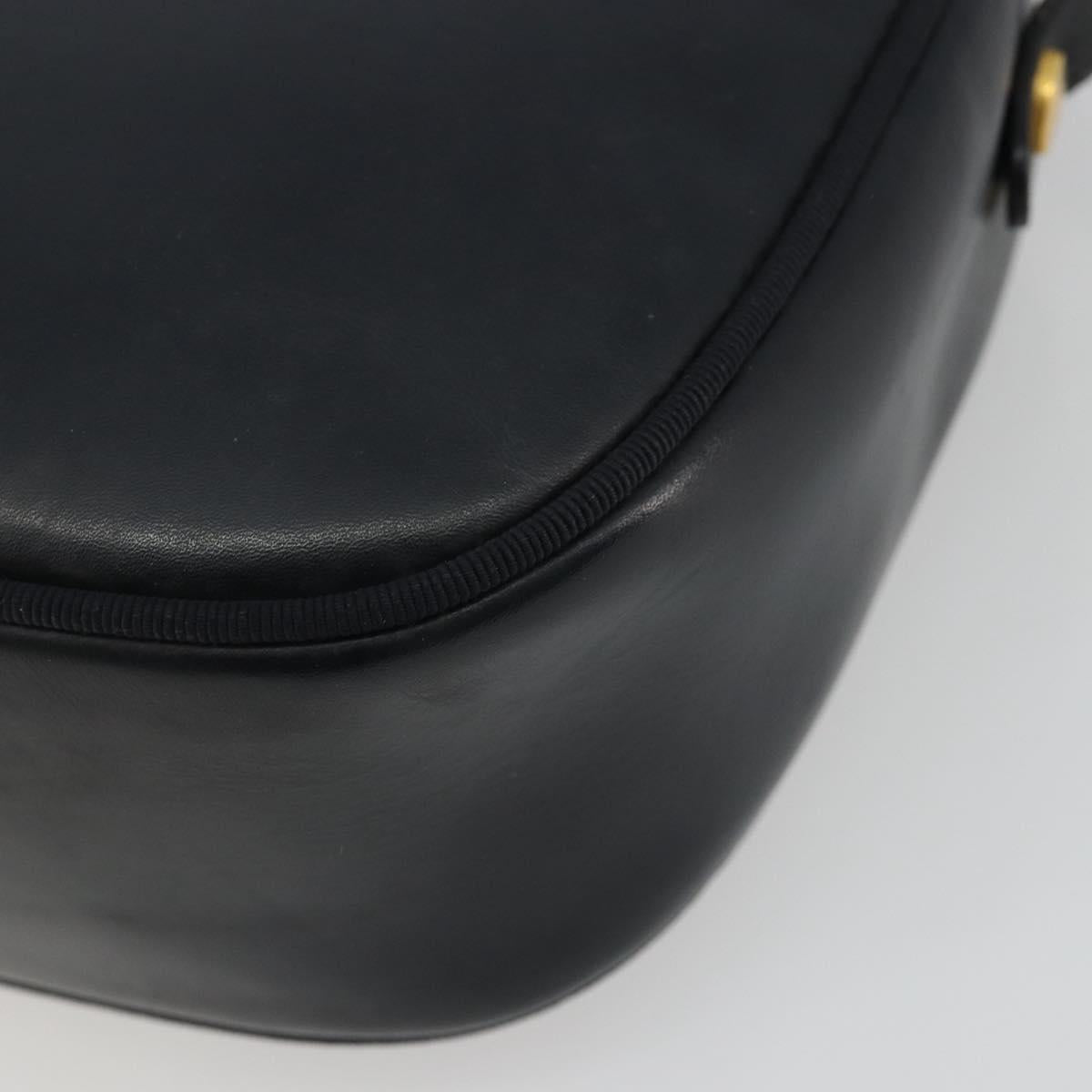 Salvatore Ferragamo Vala Shoulder Bag Leather Black Gold Auth BA13929