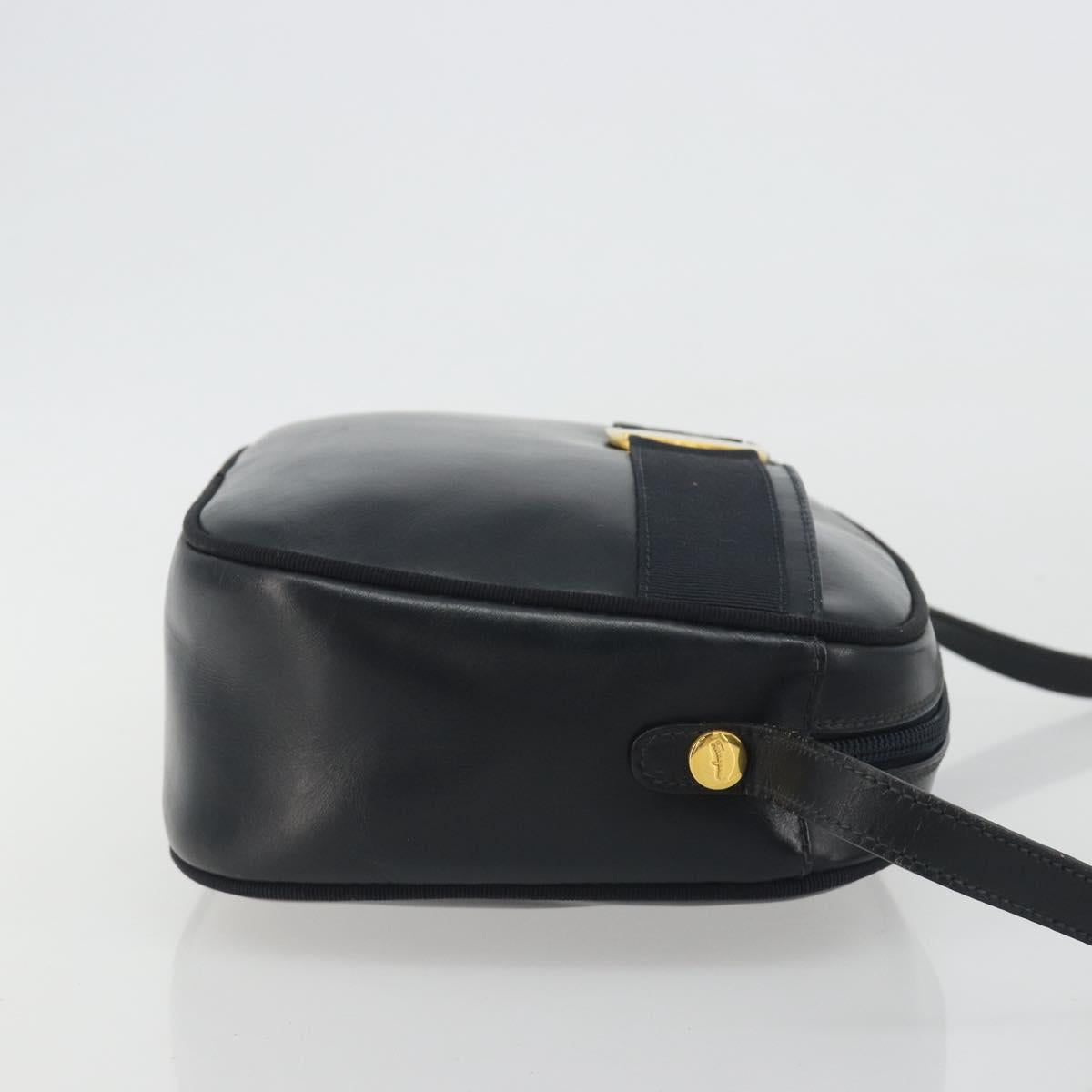 Salvatore Ferragamo Vala Shoulder Bag Leather Black Gold Auth BA13929