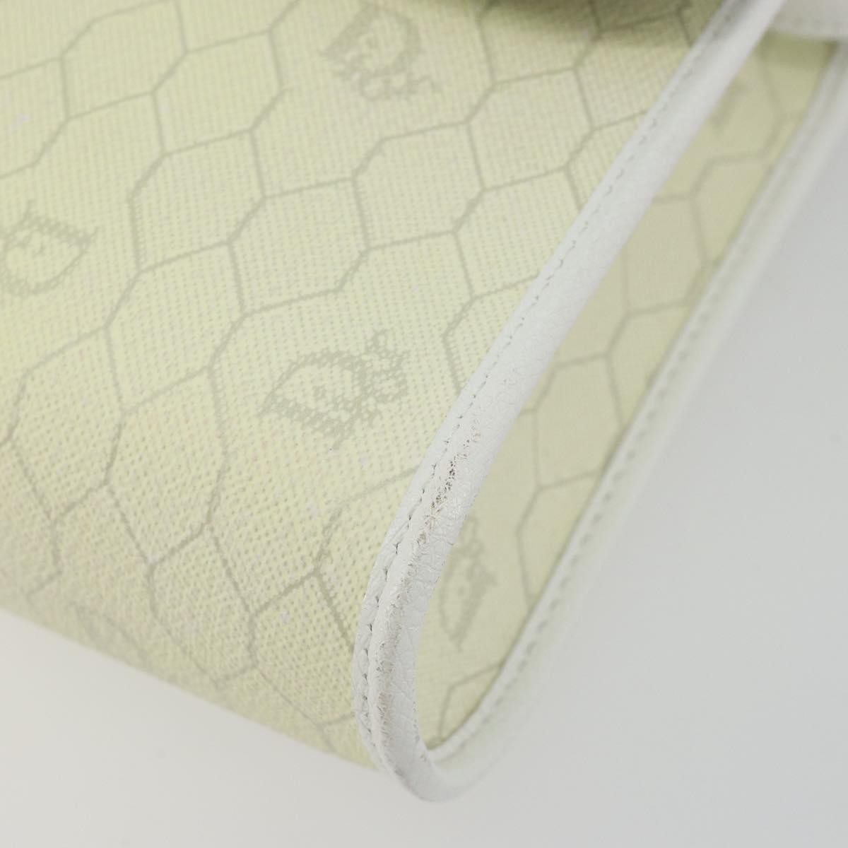 Christian Dior Honeycomb Shoulder Bag PVC Leather White Gold Auth BA13931