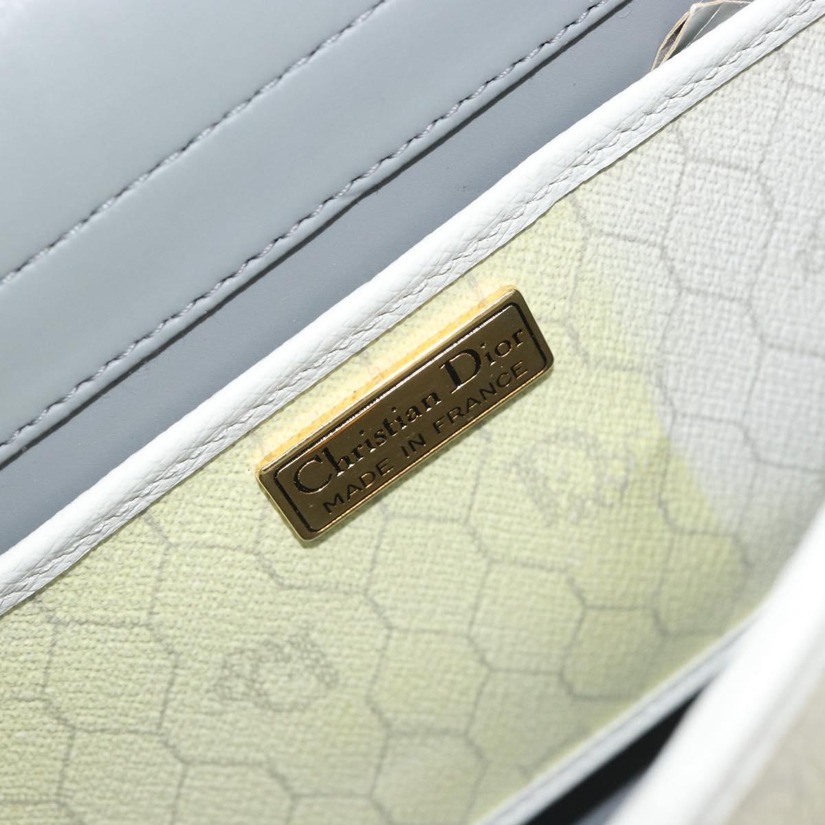 Christian Dior Honeycomb Shoulder Bag PVC Leather White Gold Auth BA13931