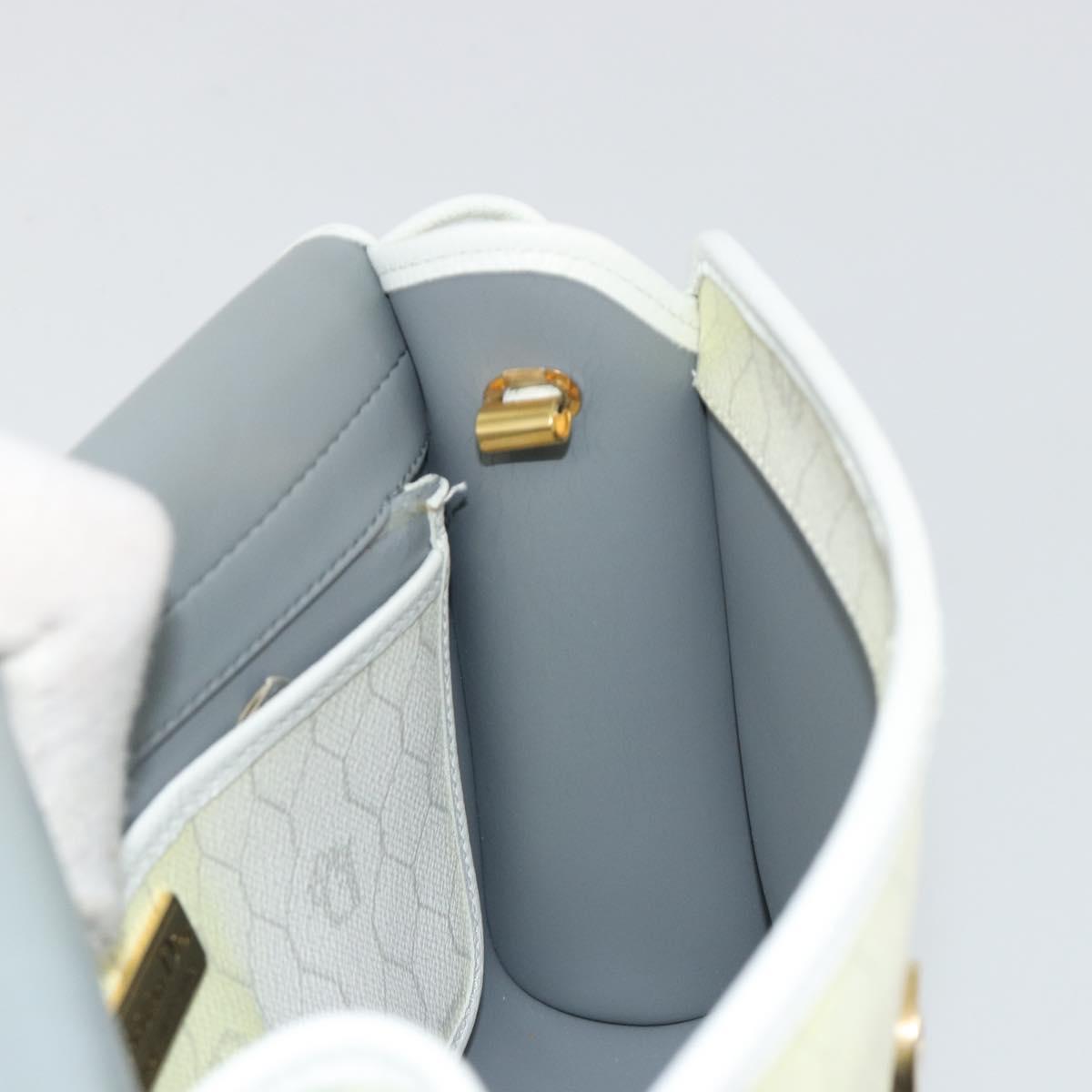 Christian Dior Honeycomb Shoulder Bag PVC Leather White Gold Auth BA13931