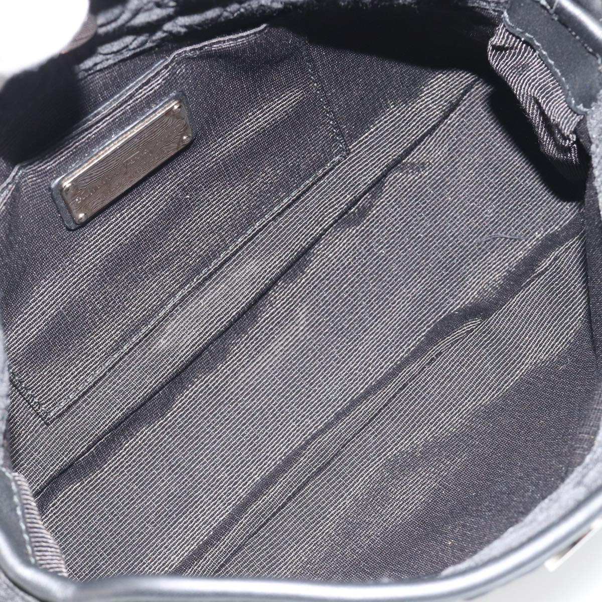 Salvatore Ferragamo Gancini Hand Bag Cotton Black Silver Auth BA13932A